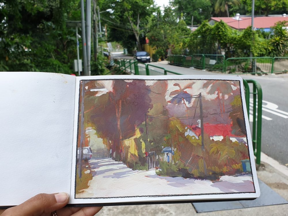 Kampong Buangkok, Singapore village painting-May2019